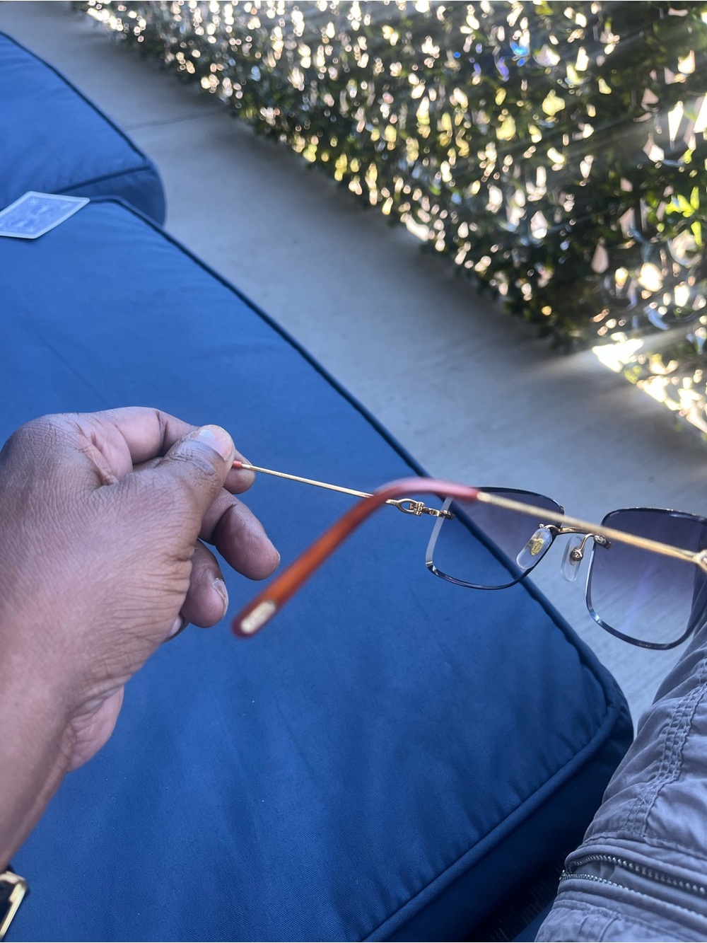 Cartier Men’s Rimless Glasses with Gold Frame and Brown Temples
